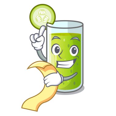 Menü lezzetli salatalık suyu ile tablo karikatür