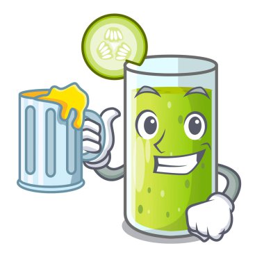 Suyu lezzetli salatalık suyu ile tablo karikatür