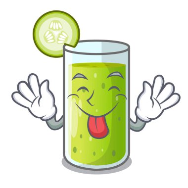 Maskot izole tatlı salatalık suyu dışarı dil