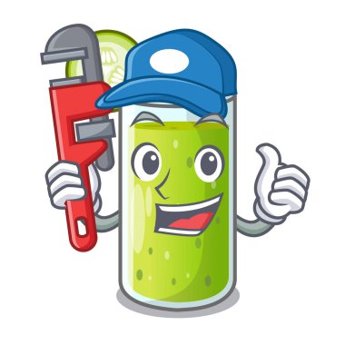 Tesisatçı tatlı salatalık suyu maskotu izole