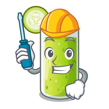 Maskot izole Otomotiv tatlı salatalık suyu