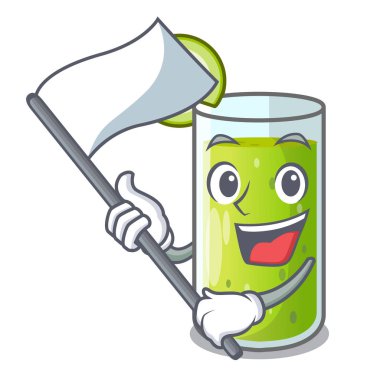 Maskot izole bayrak tatlı salatalık suyu ile