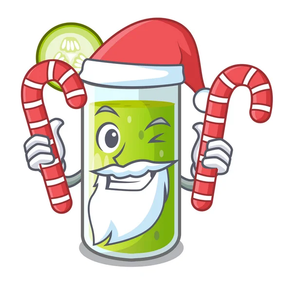 Santa maskotu izole şeker tatlı salatalık suyu ile