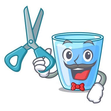 Kuaför karakter bardak su içmek için