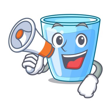 Megafon karakter kadeh içki içmek için su ile