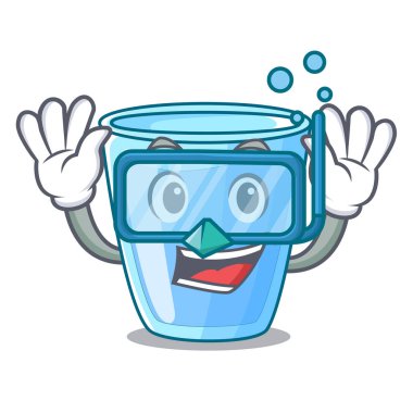 Taze su cam masa karikatür dalış