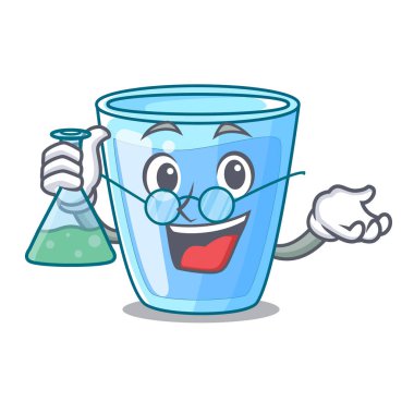 Profesör taze su bardağına tablo karikatür vektör çizim