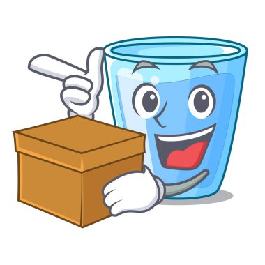 Kutu taze su bardağı ile tablo karikatür