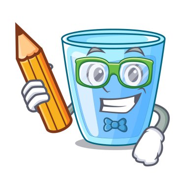 Öğrenci taze su cam masa karikatür