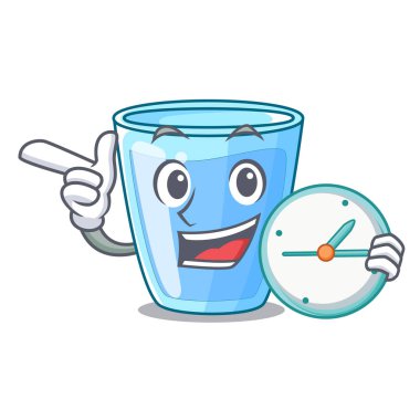 Saat taze su bardağı ile tablo karikatür