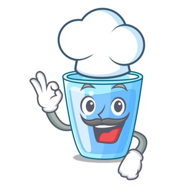 Şef taze su cam masa karikatür