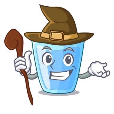 Cadı su üzerinde maskot izole cam