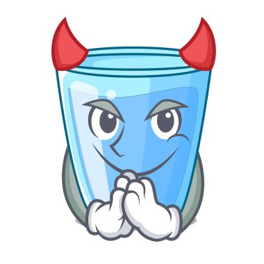 Şeytan su üzerinde maskot izole cam