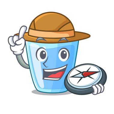 Explorer su üzerinde maskot izole cam