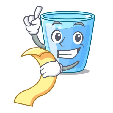 Menü su cam üzerinde maskot izole