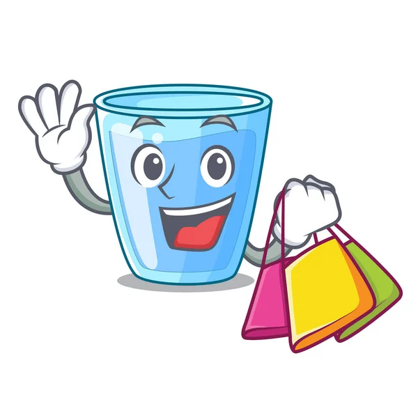 Einkaufen Frischwasserglas in Tabelle Karikatur — Stockvektor