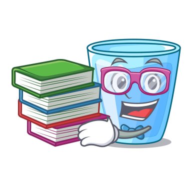 Öğrenci kitap bardak maden suyu karikatür ile