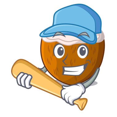 Beyzbol oynayan karakter Hindistan cevizi adet pazarında