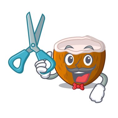 Kuaför karakter Hindistan cevizi adet pazarında