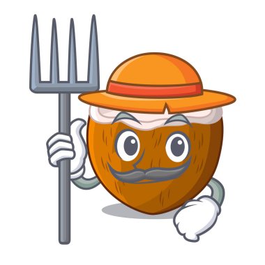 Çiftçi karakter Hindistan cevizi adet pazarında