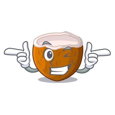 İçmek için wink karikatür lezzetli olgunlaşmış hindistancevizi