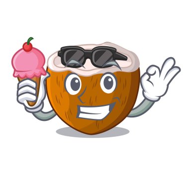 İçmek için dondurma karikatür lezzetli olgunlaşmış hindistancevizi ile