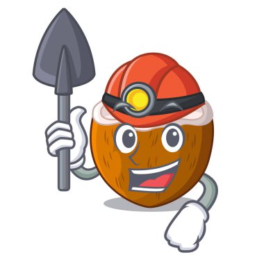 Madenci karikatür içecek hindistancevizi sahilde