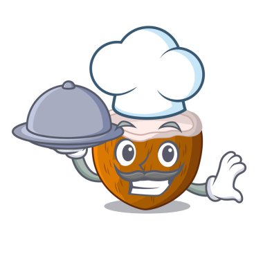 Şef ile gıda karikatür içecek hindistancevizi sahilde