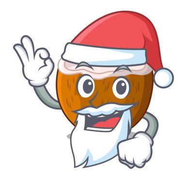 Maskot izole Santa yarım Hindistan cevizi