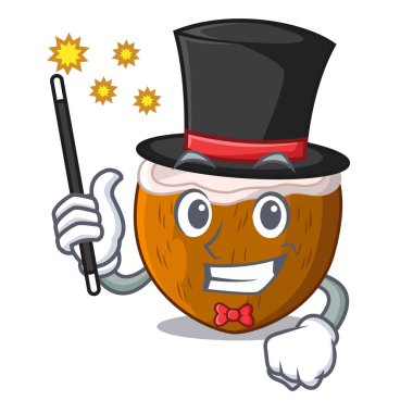 Maskot izole sihirbaz yarım Hindistan cevizi