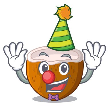 Maskot izole palyaço yarım Hindistan cevizi
