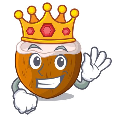 Maskot izole kral yarım Hindistan cevizi