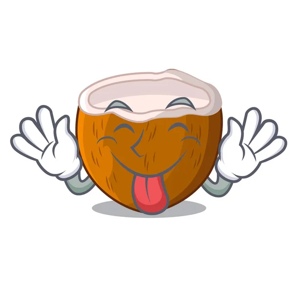 Langue moitié noix de coco isolée sur la mascotte — Image vectorielle
