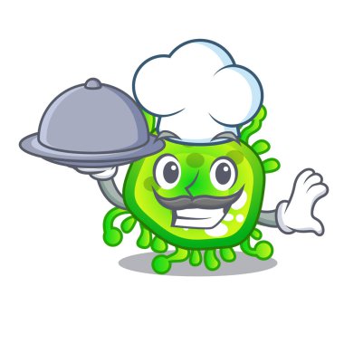 Şef gıda karikatür mikropların insanlar el ile