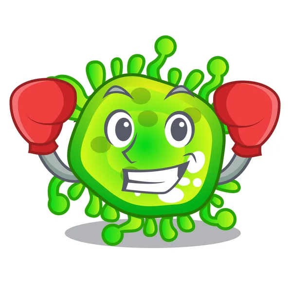 Boxing character microbe bacterium on the palm — Stock Vector