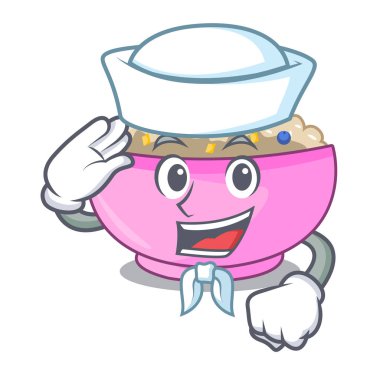 Denizci karakter bir kâse yulaf lapası