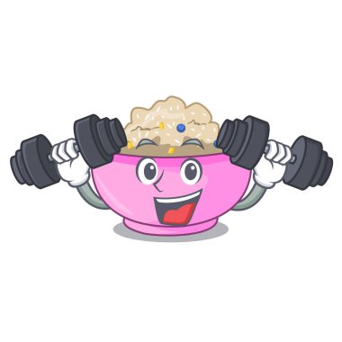 Fitness karakter bir kâse yulaf lapası