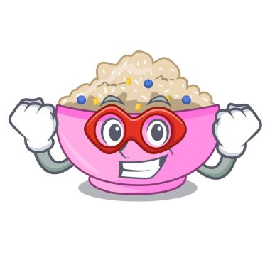 Süper kahraman geleneksel yulaf lapası pirinç kase karikatür