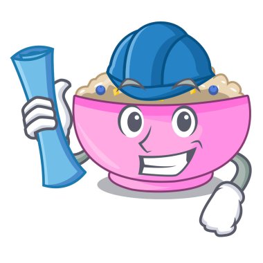 Mimar geleneksel yulaf lapası pirinç kase karikatür