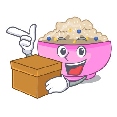 Kutusu geleneksel lapa pilav ile kase karikatür