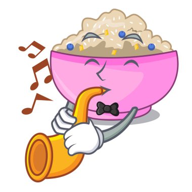 Trompet yulaf lapası odaya karikatür yemek masası ile