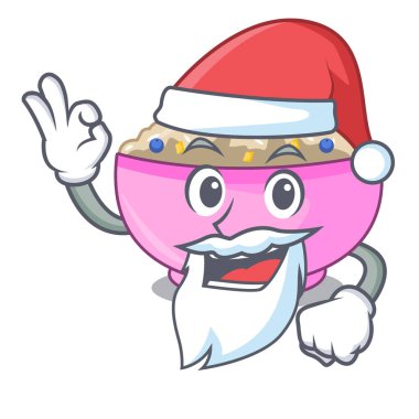 Noel Baba bütün yulaf lapası yulaf karikatür tavada pişmiş