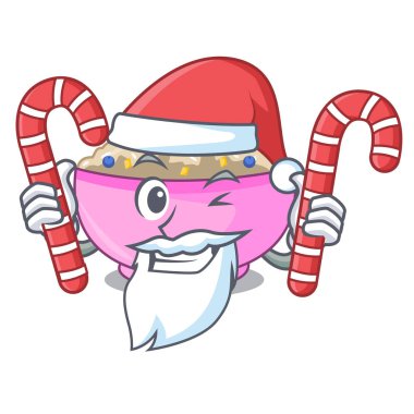 Şeker ile Noel Baba bütün yulaf lapası yulaf karikatür tavada pişmiş