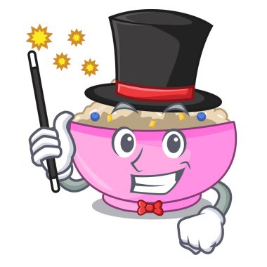 Sihirbaz tüm yulaf lapası yulaf karikatür tavada pişmiş