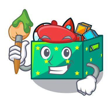 Sanatçı karakter ahşap kutu çocuklar oyuncak