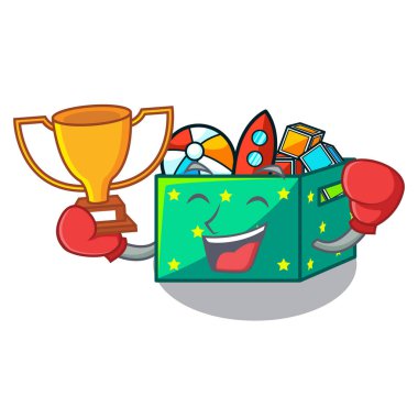 Maskot vektör illüstrasyon izole kutuları boks kazanan çocuk oyuncak