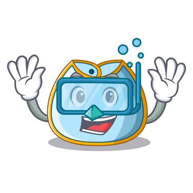 Dalış karikatür bebek bib bir clothesline üzerinde