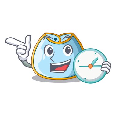 Saat çizgi film bebek önlük ile bir clothesline üzerinde