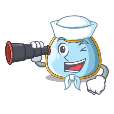 Denizci ile dürbün ev yapımı bebek bib bez karikatür vektör şekil