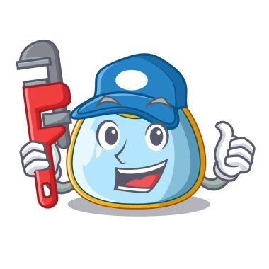 Tesisatçı bebek önlük üzerinde maskot izole